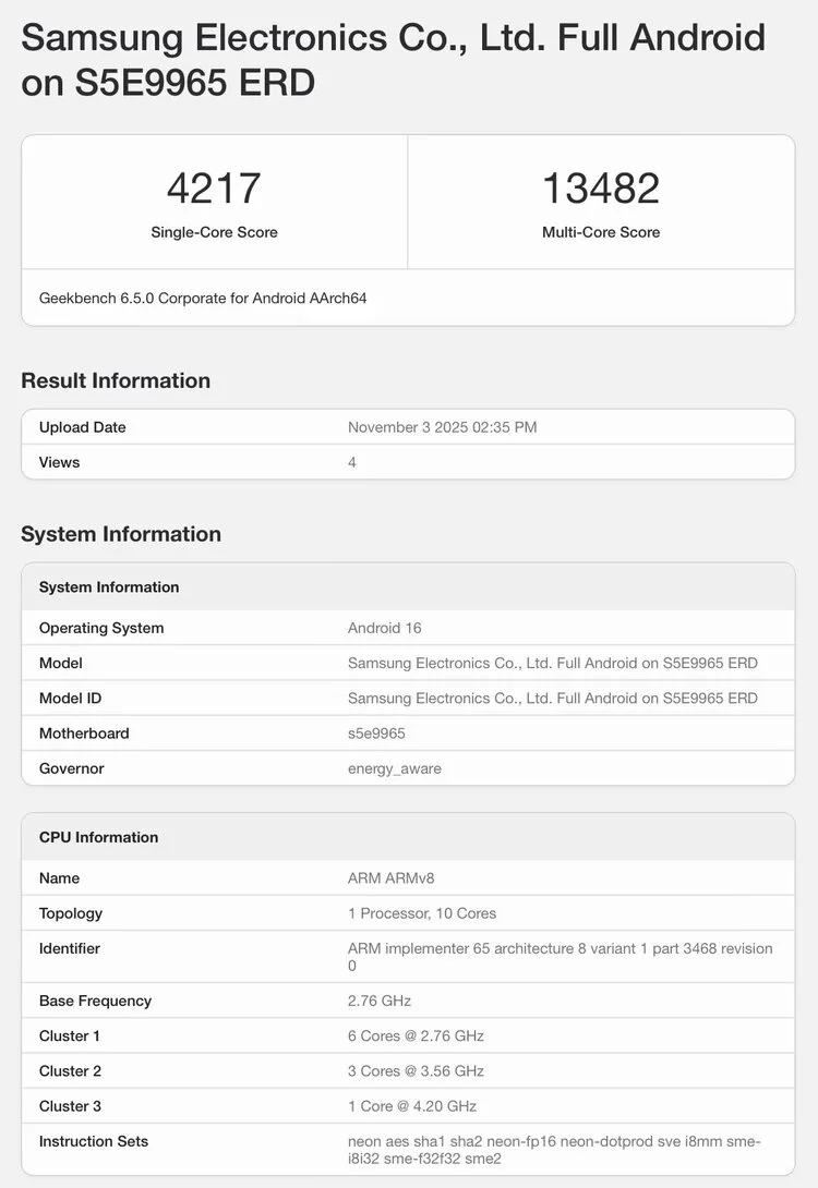 三星Exynos 2600工程样片单核性能测试已达到苹果M5级别(图3) 三星Exynos 2600工程样片单核性能测试已达到苹果M5级别(图3)