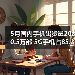5月国内手机出货量2080.5万部 5G手机占85.3%(图3) 5月国内手机出货量2080.5万部 5G手机占85.3%(图3)